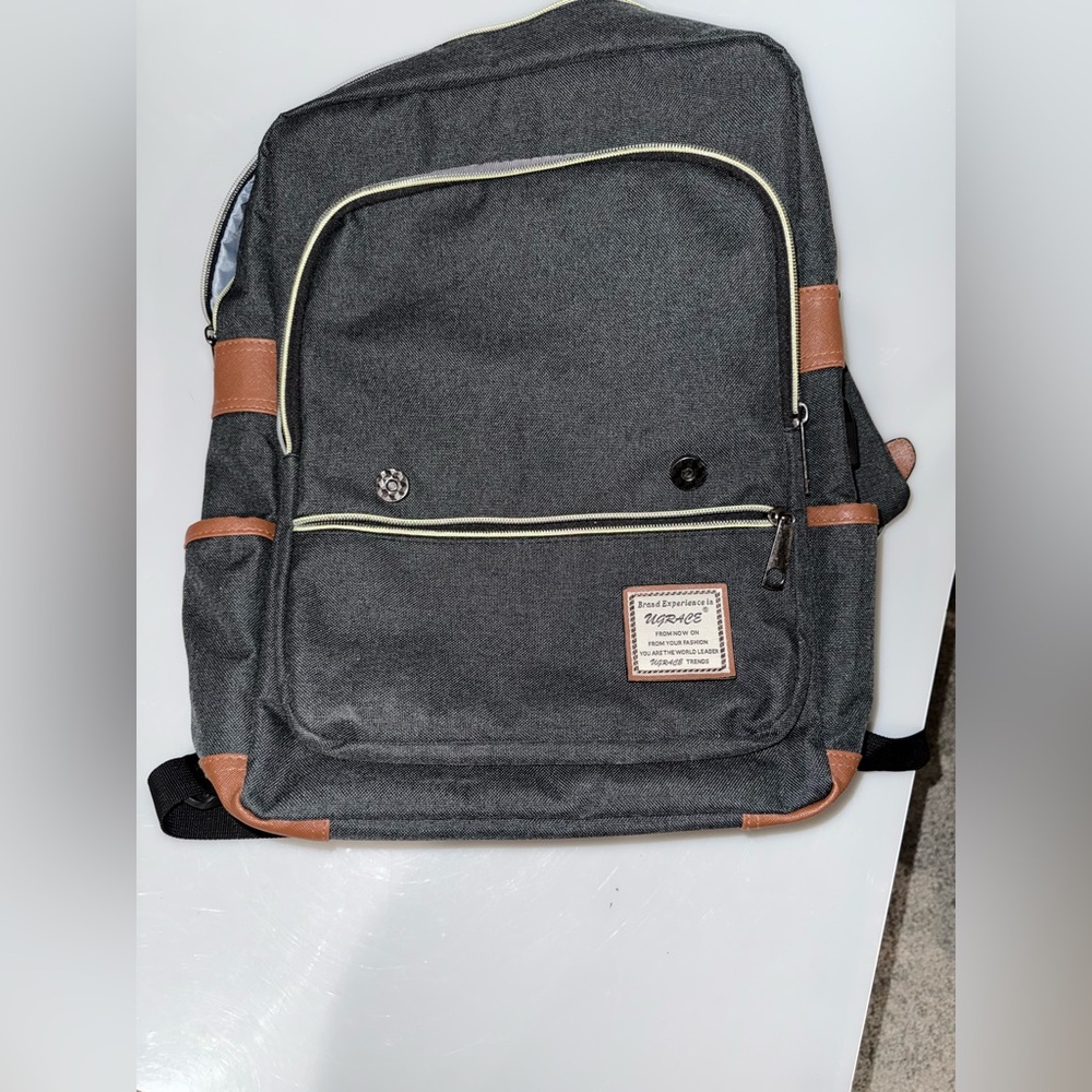 Classic Gray and Brown Backpack